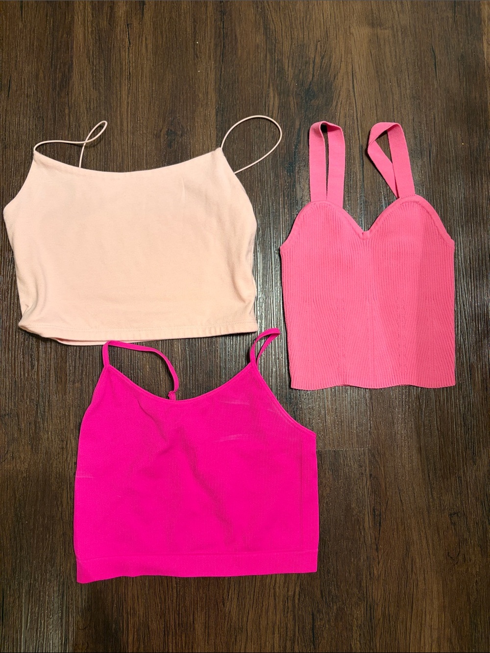 Women's Pink & Light Pink Crop Tank Tops - Pack of 3 teens XS